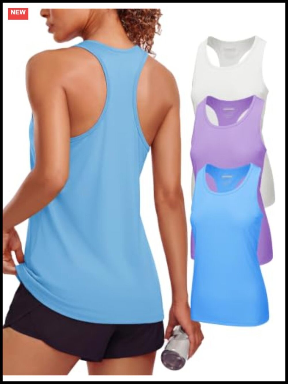 Women's Athletic Racerback Tank Top 3 Pack Quick Dry Moisture Wicking UPF80